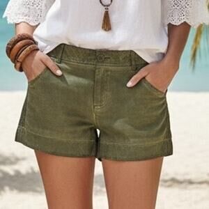 Pilcro and the Letterpress Brown Khaki Vegan Leather Shorts 28